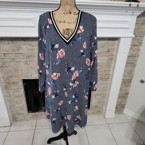 LUXOLOGY striped‎ floral shirt dress plus size 14 new!!!